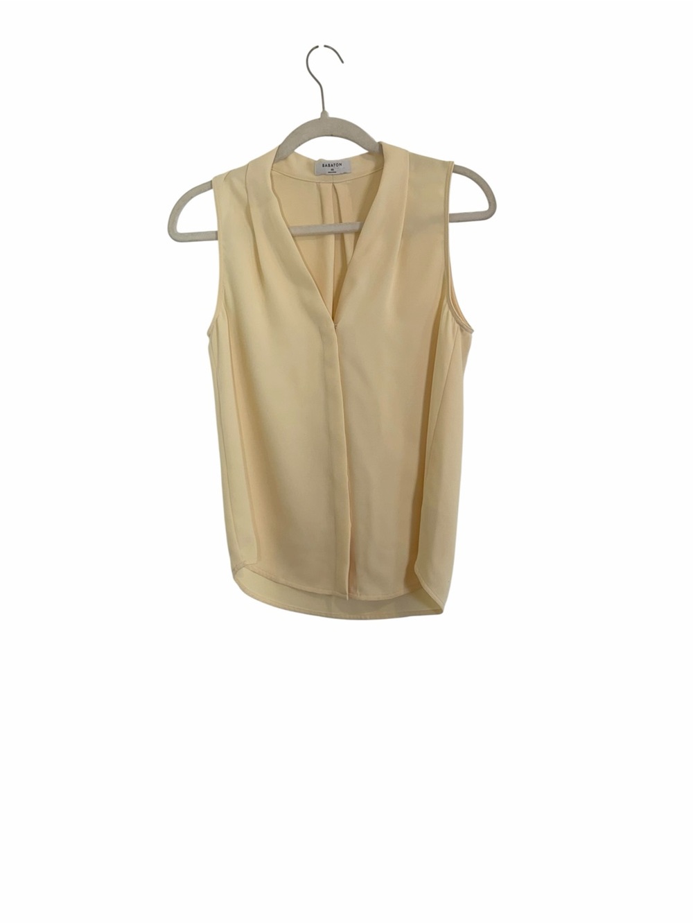 Babaton Aritzia Butter Yellow Sleeveless V-Neck Blouse Hidden Placket XS